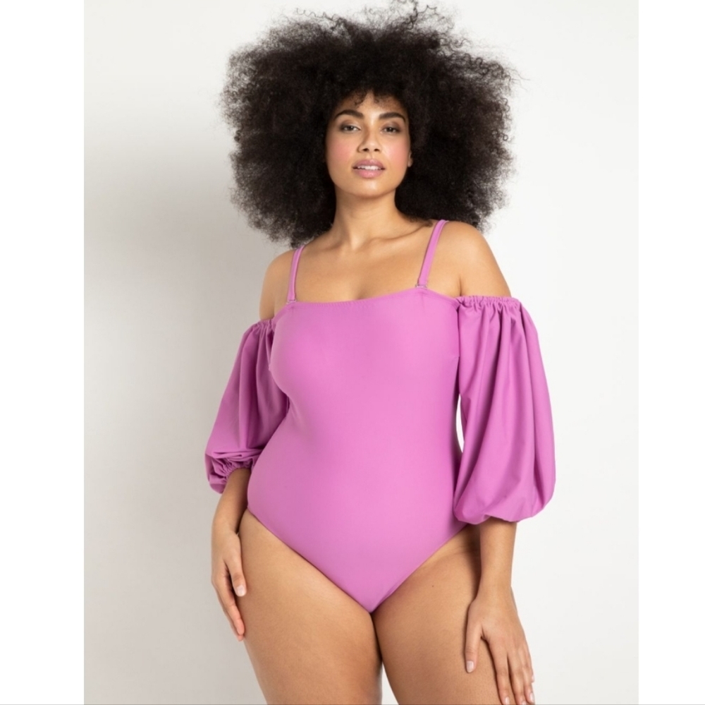 Eloquii Puff Sleeve Swimsuit